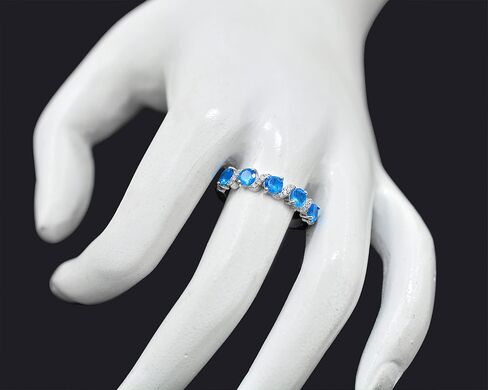 Natural Neon Neon Apatite Gemstone Ring 4 Mm Round Cut 925 Sterling Silver February February Cluster Cluster Ring Apatite Jewelry Proposal Enging Engagement For Girlfriend in Saudi Arabia