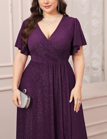 Cyclamen plus size sparcly starial dress refclle wrap a long long slit dresses cocktail party poncl in Kuwait