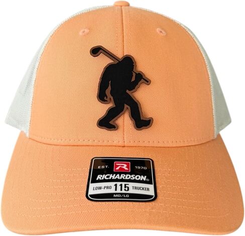 BUBBLEHEAD INK Handmade Mesh Bigfoot Hat Leather Cap for Men, Great Snapback Closure Sasquatch Hat for Hunting & Hiking, Golfing Bigfoot Trucker Cap (Black 6606) in Saudi Arabia