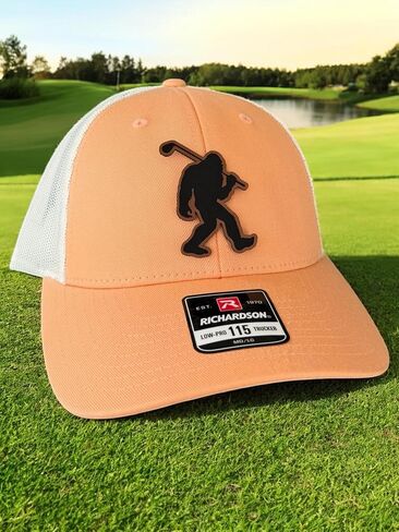 BUBBLEHEAD INK Handmade Mesh Bigfoot Hat Leather Cap for Men, Great Snapback Closure Sasquatch Hat for Hunting & Hiking, Golfing Bigfoot Trucker Cap (Black 6606) in Saudi Arabia