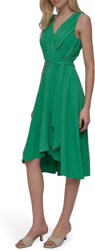 DKNY Women's Sleeveless Surplice Tie Fit & Flare Midi Dress in Kuwait