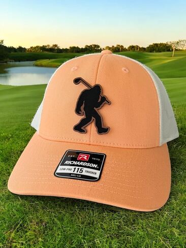 BUBBLEHEAD INK Handmade Mesh Bigfoot Hat Leather Cap for Men, Great Snapback Closure Sasquatch Hat for Hunting & Hiking, Golfing Bigfoot Trucker Cap (Black 6606) in Saudi Arabia