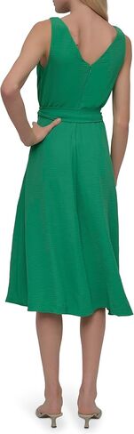 DKNY Women's Sleeveless Surplice Tie Fit & Flare Midi Dress in Kuwait
