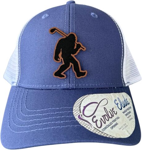 BUBBLEHEAD INK Handmade Mesh Bigfoot Hat Leather Cap for Men, Great Snapback Closure Sasquatch Hat for Hunting & Hiking, Golfing Bigfoot Trucker Cap (Black 6606) in Saudi Arabia