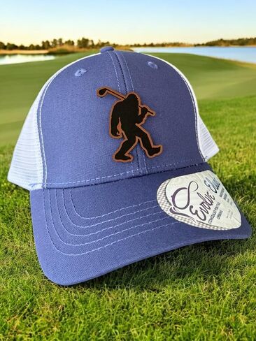 BUBBLEHEAD INK Handmade Mesh Bigfoot Hat Leather Cap for Men, Great Snapback Closure Sasquatch Hat for Hunting & Hiking, Golfing Bigfoot Trucker Cap (Black 6606) in Saudi Arabia