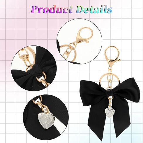 3 Pack Cute Bow Purse Charms - Red, White & Black Bowknot Key Chains for Handbag, Car Key Ring & Bag Charm Pendant in Saudi Arabia