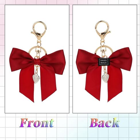 3 Pack Cute Bow Purse Charms - Red, White & Black Bowknot Key Chains for Handbag, Car Key Ring & Bag Charm Pendant in Saudi Arabia