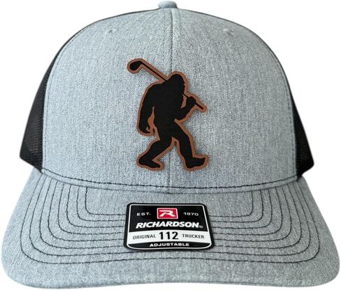 BUBBLEHEAD INK Handmade Mesh Bigfoot Hat Leather Cap for Men, Great Snapback Closure Sasquatch Hat for Hunting & Hiking, Golfing Bigfoot Trucker Cap (Black 6606) in Saudi Arabia