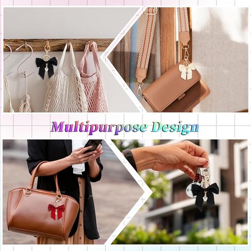 3 Pack Cute Bow Purse Charms - Red, White & Black Bowknot Key Chains for Handbag, Car Key Ring & Bag Charm Pendant in Saudi Arabia