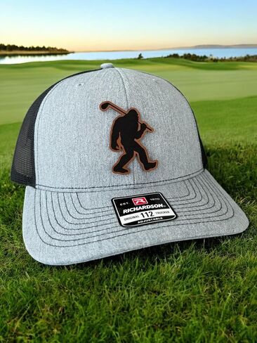BUBBLEHEAD INK Handmade Mesh Bigfoot Hat Leather Cap for Men, Great Snapback Closure Sasquatch Hat for Hunting & Hiking, Golfing Bigfoot Trucker Cap (Black 6606) in Saudi Arabia