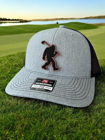 BUBBLEHEAD INK Handmade Mesh Bigfoot Hat Leather Cap for Men, Great Snapback Closure Sasquatch Hat for Hunting & Hiking, Golfing Bigfoot Trucker Cap (Black 6606) in Saudi Arabia
