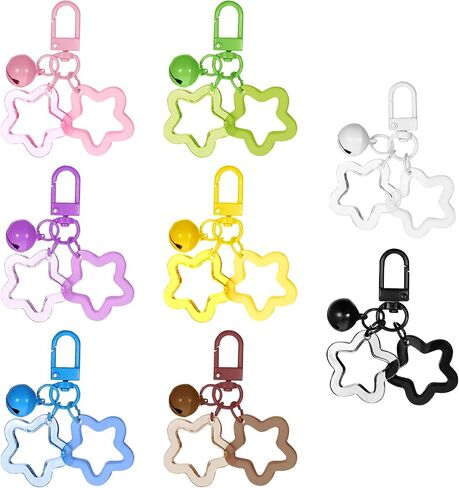 8 PCS Star Keychain لطيف النجوم قلادة Keyring Candy Color Acrylic Pentagram مفتاح سلسلة المحفظ in Saudi Arabia