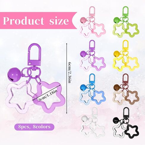 8 PCS Star Keychain لطيف النجوم قلادة Keyring Candy Color Acrylic Pentagram مفتاح سلسلة المحفظ in Saudi Arabia