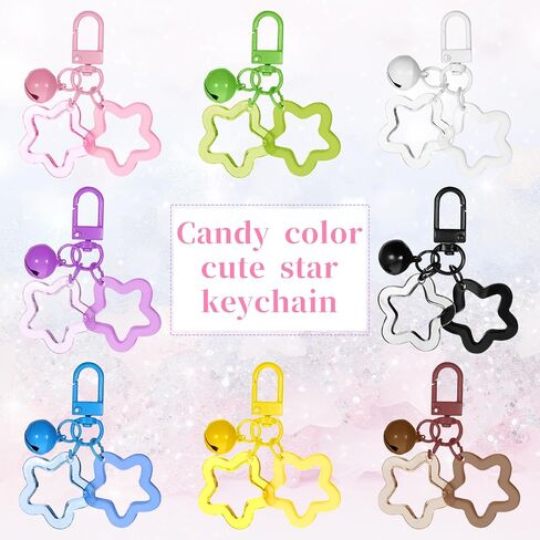8 PCS Star Keychain لطيف النجوم قلادة Keyring Candy Color Acrylic Pentagram مفتاح سلسلة المحفظ in Saudi Arabia