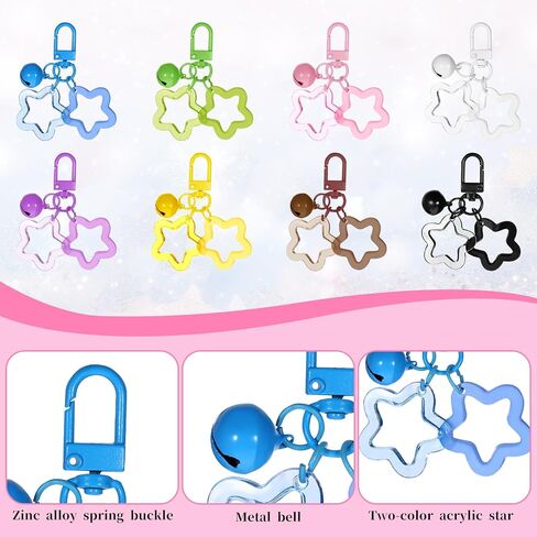 8 PCS Star Keychain لطيف النجوم قلادة Keyring Candy Color Acrylic Pentagram مفتاح سلسلة المحفظ in Saudi Arabia