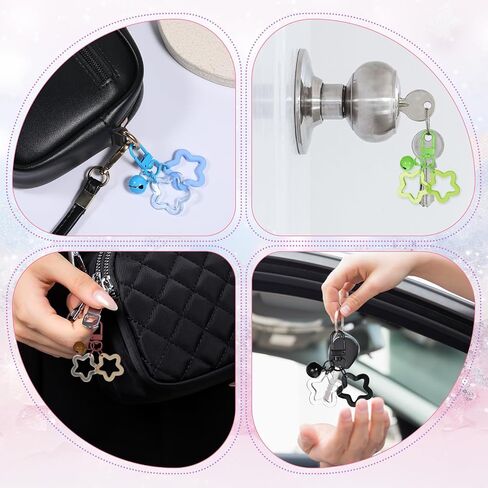 8 PCS Star Keychain لطيف النجوم قلادة Keyring Candy Color Acrylic Pentagram مفتاح سلسلة المحفظ in Saudi Arabia