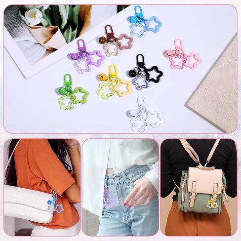 8 PCS Star Keychain لطيف النجوم قلادة Keyring Candy Color Acrylic Pentagram مفتاح سلسلة المحفظ in Saudi Arabia