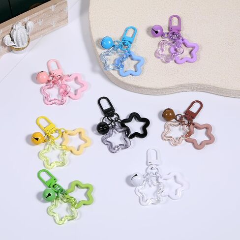 8 PCS Star Keychain لطيف النجوم قلادة Keyring Candy Color Acrylic Pentagram مفتاح سلسلة المحفظ in Saudi Arabia