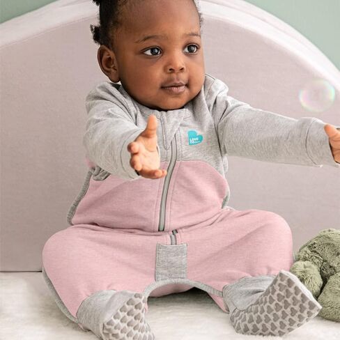 Love to Dream Organic Sleep Suit with Legs, Short Sleeve Baby Sleep Suit, Super Soft, Temperature Regulating Toddler Sleeping Bag, All Seasons Wearable Blanket, Blue, 12-24 Months in Kuwait