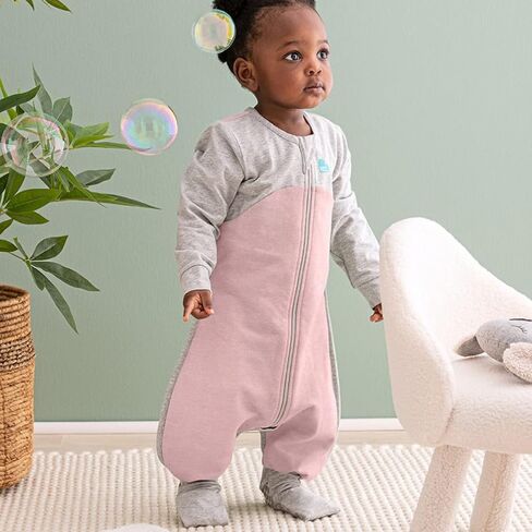 Love to Dream Organic Sleep Suit with Legs, Short Sleeve Baby Sleep Suit, Super Soft, Temperature Regulating Toddler Sleeping Bag, All Seasons Wearable Blanket, Blue, 12-24 Months in Kuwait