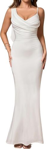 EYNMIN Long Formal Dress Spaghetti Strap Sleeveless Bodycon Elegant Maxi Dresses for Wedding Guest in Saudi Arabia