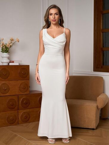 EYNMIN Long Formal Dress Spaghetti Strap Sleeveless Bodycon Elegant Maxi Dresses for Wedding Guest in Saudi Arabia
