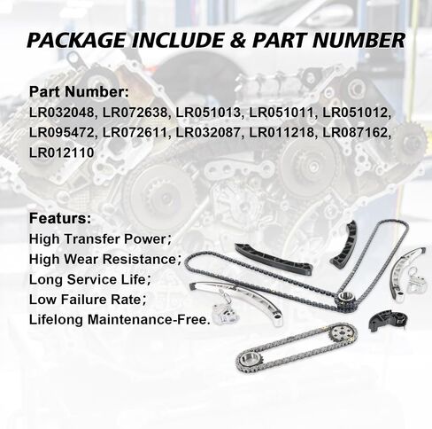 Engine Timing Chain Kit LR032048 LR072638 LR051013 Fits for 2011-2013 LR4 5.0L V8,for 2010-2015 RANGE ROVER SPORT 3.0L 5.0L,for 2010-2015 RANGE ROVER 5.0L Timing Chain Kit Parts in Saudi Arabia