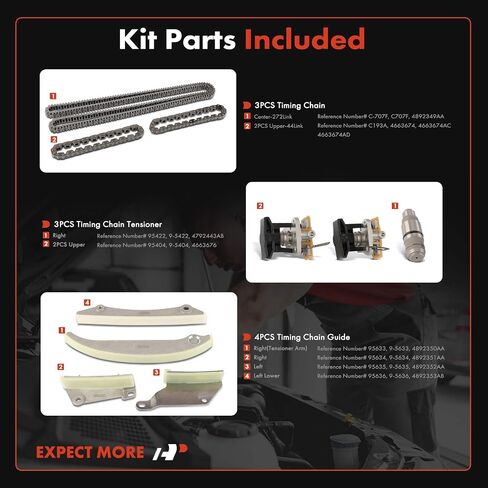A-Premium 10PCS Engine Timing Chain Kit W/Tensioner & Guide Compatible with Dodge & Chrysler - Charger 2008, Avenger 2008, Magnum 2008, 300 2008, Sebring 2008 - V6 2.7L in Saudi Arabia