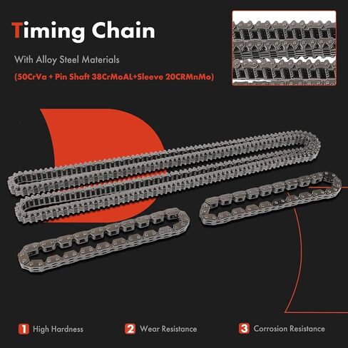 A-Premium 10PCS Engine Timing Chain Kit W/Tensioner & Guide Compatible with Dodge & Chrysler - Charger 2008, Avenger 2008, Magnum 2008, 300 2008, Sebring 2008 - V6 2.7L in Saudi Arabia