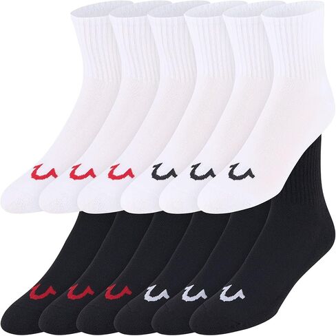 True Religion Mens Socks 12 Pack Mid Crew Socks for Men Premium Athletic, Shoe Size 8-12 in Saudi Arabia