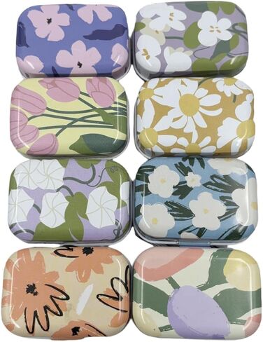 8 قطع صغيرة من القصدير على شكل زهرة، منظم مجوهرات، صندوق تخزين، صناديق تزيين، علب معدنية صغيرة مع أغطية مفصلية، حاويات صندوقية محمولة هدية للأم (زهرة 03) in Kuwait