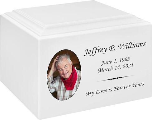 Stonewood Large Engraved Custom Photo Cremation Urn for Human Ashes - Composite Wood Cremation Urn for Adult Ashes - 280 Cubic Inch Capacity -Personalization Included in Kuwait