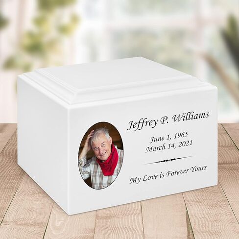 Stonewood Large Engraved Custom Photo Cremation Urn for Human Ashes - Composite Wood Cremation Urn for Adult Ashes - 280 Cubic Inch Capacity -Personalization Included in Kuwait