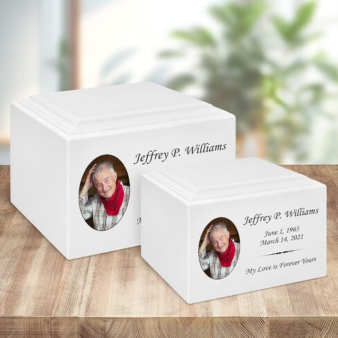 Stonewood Large Engraved Custom Photo Cremation Urn for Human Ashes - Composite Wood Cremation Urn for Adult Ashes - 280 Cubic Inch Capacity -Personalization Included in Kuwait