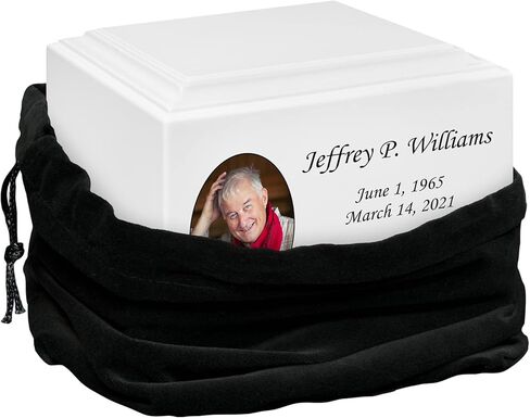 Stonewood Large Engraved Custom Photo Cremation Urn for Human Ashes - Composite Wood Cremation Urn for Adult Ashes - 280 Cubic Inch Capacity -Personalization Included in Kuwait