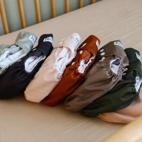 Nora's Nursery AWJ Cloth Diapers 7 Pack with 1 Wet Bag - Waterproof Cover, Washable, Reusable & One Size Adjustable Pocket Diapers for Newborns and Toddlers - Dahlia in Kuwait