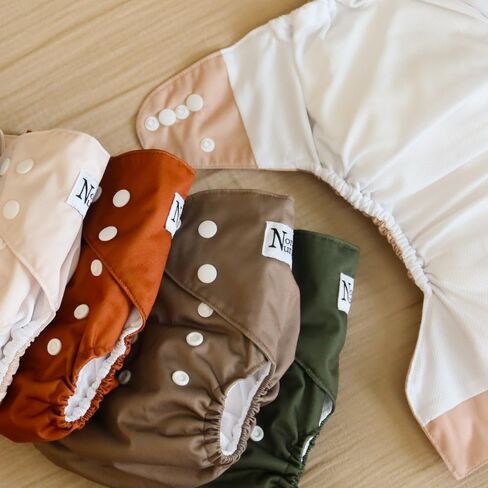 Nora's Nursery AWJ Cloth Diapers 7 Pack with 1 Wet Bag - Waterproof Cover, Washable, Reusable & One Size Adjustable Pocket Diapers for Newborns and Toddlers - Dahlia in Kuwait