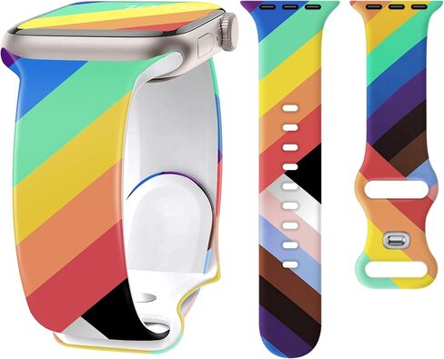 سوار من السيليكون لأشرطة ساعة Apple 46 مم 45 مم 44 مم 42 مم 41 مم 40 مم 49 38 مم للنساء والرجال، أربطة iWatch الأنيقة اللطيفة، حزام مطبوع أنيق لسلسلة ساعات Apple 10 9 8 7 SE 6 5 4 3 in Kuwait