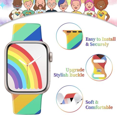 سوار من السيليكون لأشرطة ساعة Apple 46 مم 45 مم 44 مم 42 مم 41 مم 40 مم 49 38 مم للنساء والرجال، أربطة iWatch الأنيقة اللطيفة، حزام مطبوع أنيق لسلسلة ساعات Apple 10 9 8 7 SE 6 5 4 3 in Kuwait