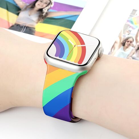 سوار من السيليكون لأشرطة ساعة Apple 46 مم 45 مم 44 مم 42 مم 41 مم 40 مم 49 38 مم للنساء والرجال، أربطة iWatch الأنيقة اللطيفة، حزام مطبوع أنيق لسلسلة ساعات Apple 10 9 8 7 SE 6 5 4 3 in Kuwait
