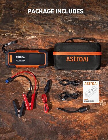 AstroAI Car Battery Jump Starter 6000A Peak 27000 mAh Portable Charger and Jumper Cables for All Gas/12.0L Diesel Lithium Car Jump Starter Battery Pack Cables, 100W Fast Charging in Saudi Arabia