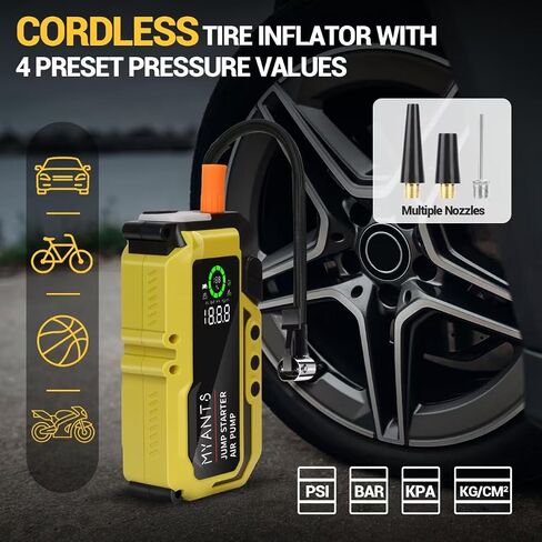 Car Battery Jump Starter with Air Compressor, 3000A Peak 150PSI Car Jump Starter Jump Box for Up to 10L Gas 8L Diesel Engine, 12V Car Battery Jumper Starter with Jumper Cables, LCD Display, Lights in Saudi Arabia