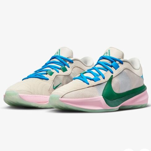 حذاء كرة السلة Nike Giannis Freak 5 للرجال (DX4985-100، بني أوريووود فاتح/وردي ناعم متوسط/أزرق فاتح/زمرد مرتفع) مقاس 8 in Saudi Arabia