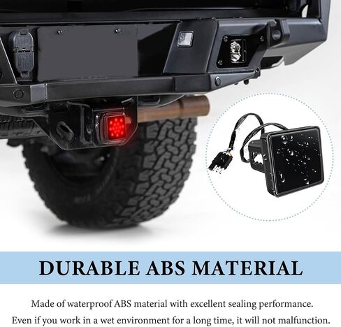 15 LED Brake Light Trailer Hitch Cover, Super Bright Red Lens Square Tail Light Towing Hitch Cover, Waterproof Smoked Lens Brake Lamp Fit 2" Receiver for Towing Truck SUV RV (Black) in Saudi Arabia
