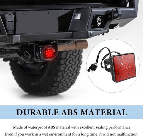 15 LED Brake Light Trailer Hitch Cover, Super Bright Red Lens Square Tail Light Towing Hitch Cover, Waterproof Smoked Lens Brake Lamp Fit 2" Receiver for Towing Truck SUV RV (Black) in Saudi Arabia