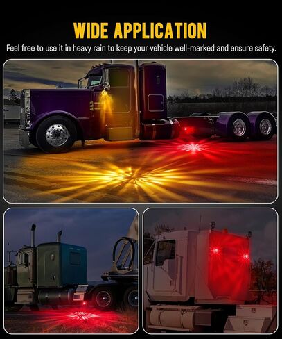 Partsam 2Pcs Glass Watermelon Lights Trapezoid-Shaped Lens Red LED Stop Turn Tail Marker Lamps with Stainless Steel Bezel Replacement for Peterbilt Freightliner Trucks Trailers RVs in Saudi Arabia