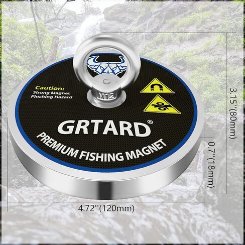 Grtard Magnet Fishing Kit with Case, Combined 700lbs Strong Pulling Force Fishing Magnet, Premium Fishing Magnet Kit for Retrieving Items in River, Lake, Beach, Lawn - 2.95inch Diameter in Kuwait