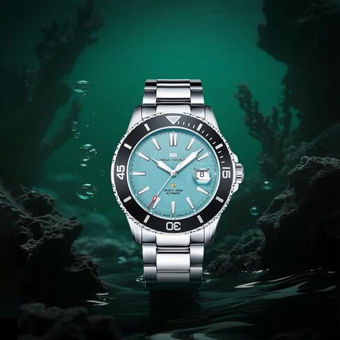 Seagull Automatic Watch for Men Stainless Steel Strap 200M Waterproof Mechanical with Calendar Luminous Business Casual Mens Diving Wrist Watches in Kuwait
