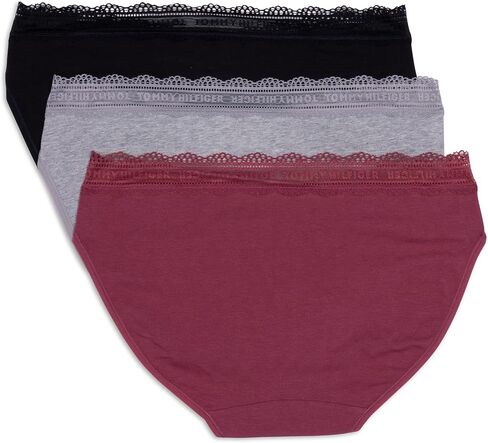 Tommy Hilfiger Women's 3pk Cotton Logo Lace Trim V Bikini in Saudi Arabia