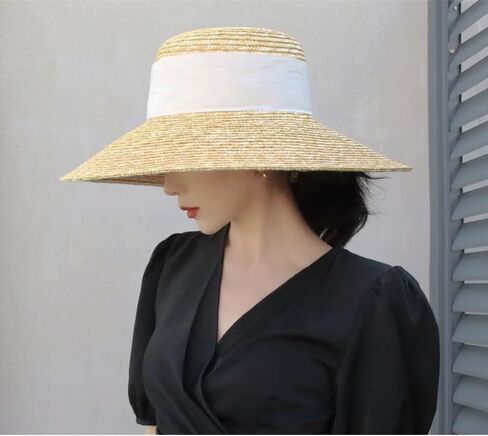 Women's French Elegant Straw Sun Hats - UPF 50+ Seaside Travel Hat, Bohemian Style Hat for Summer in Saudi Arabia